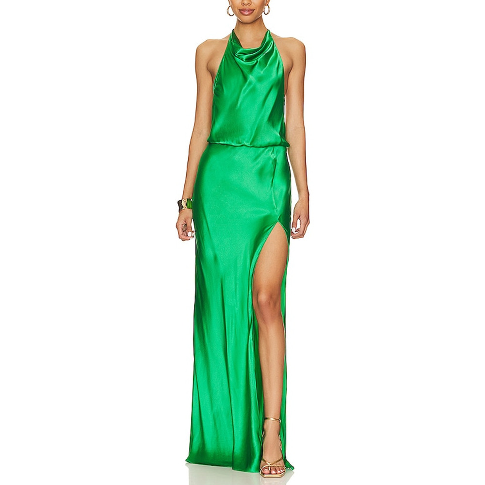 Amanda Uprichard Vibrant Green Backless Dress